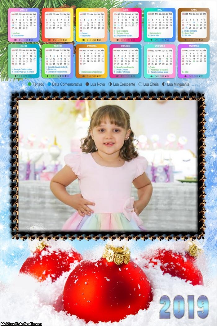Calendário Bolas Vermelhas de Natal 2019