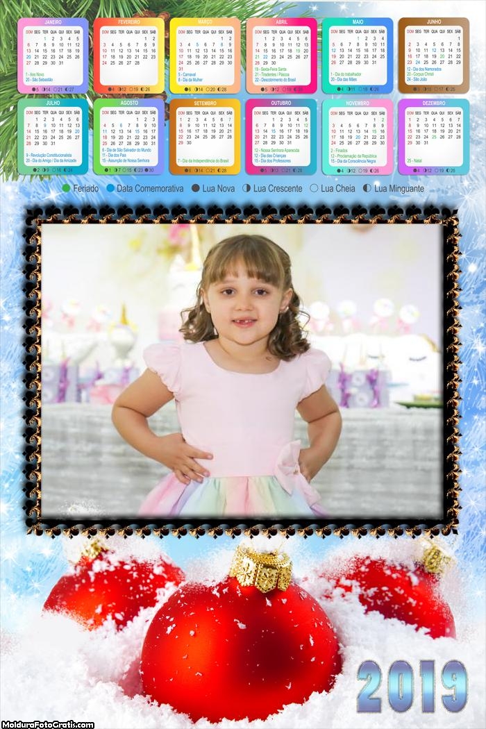 Calendário Bolas Vermelhas de Natal 2019