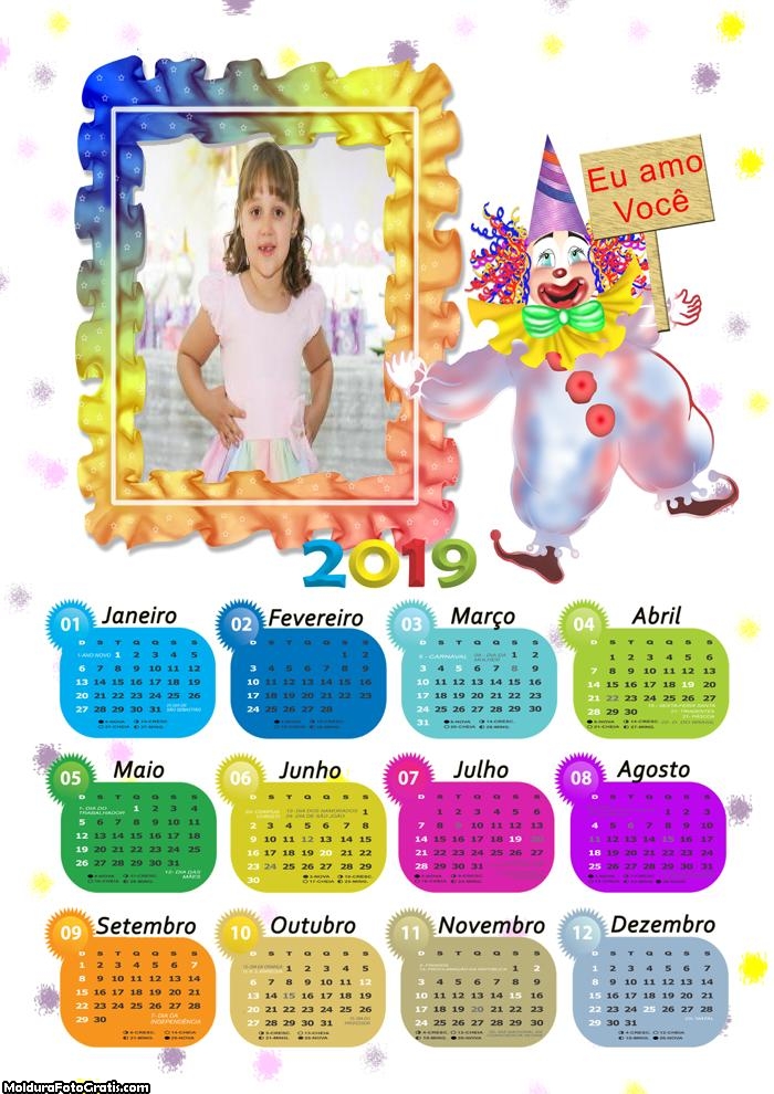 Calendário Palhacinho 2019 Moldura