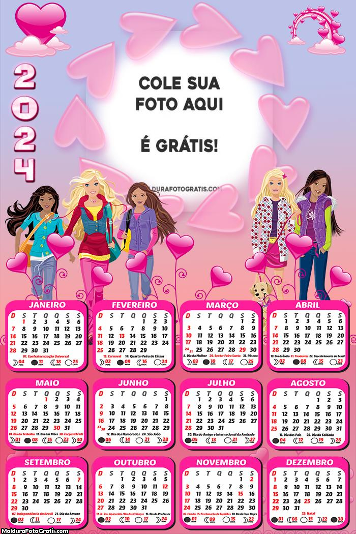 Calendário Amigas da Barbie 2024