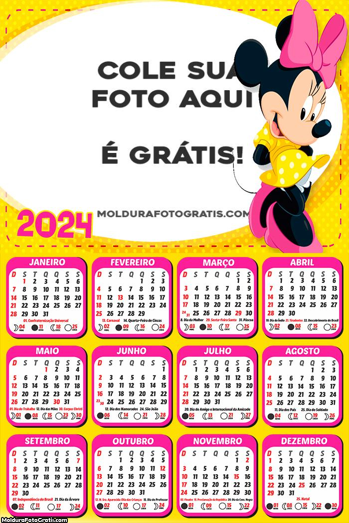 Calendário Minnie Vestido Amarelo 2024