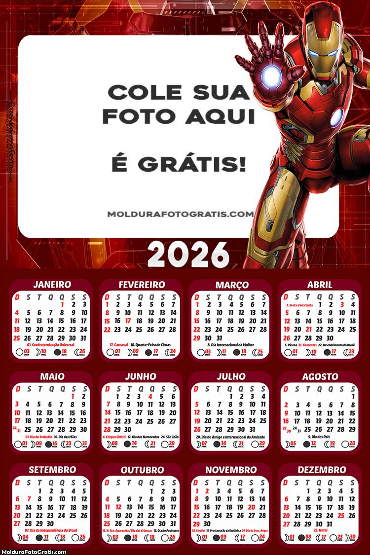 Calendário Iron Man 2026