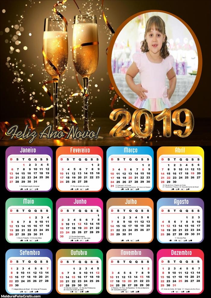 Calendário Deseje Feliz Ano Novo 2019