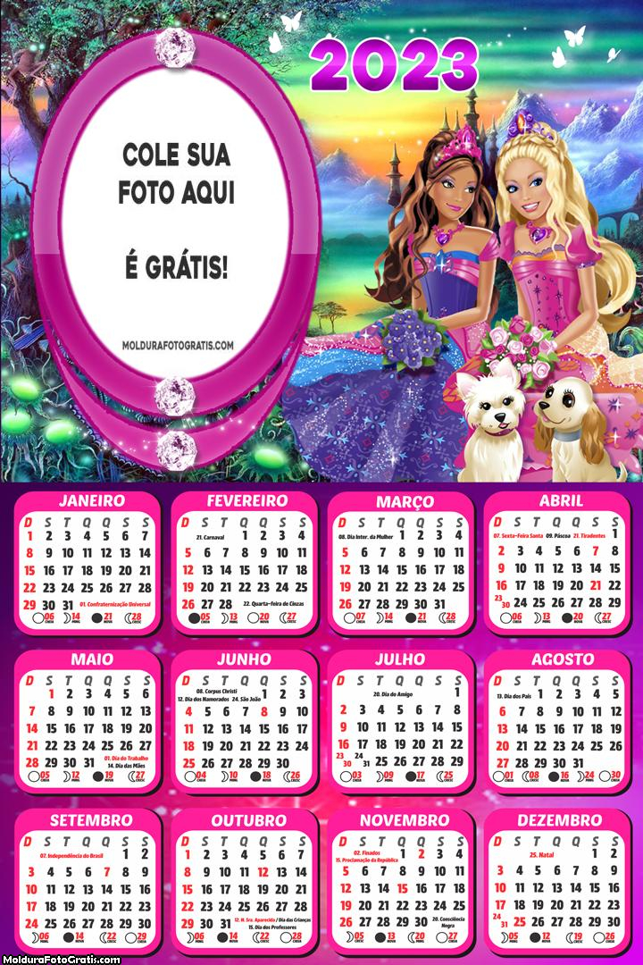 Calendário Barbie Amiga e Animais 2023