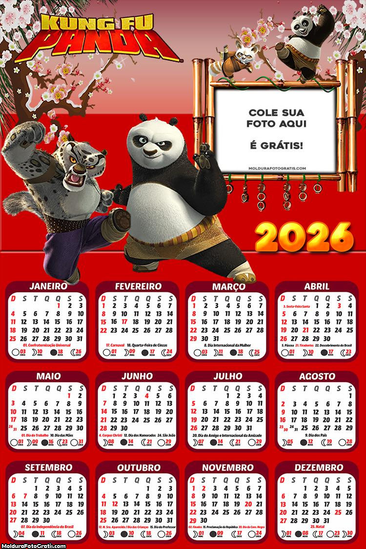 Calendário Kung Fu Panda 2026