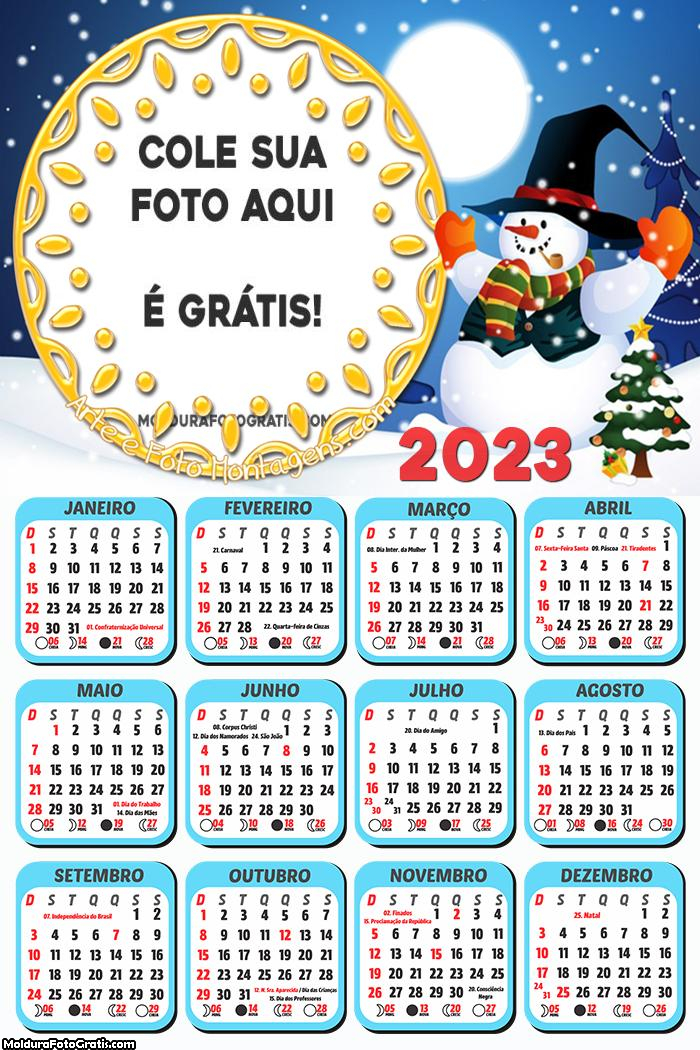 Calendário Boneco de Neve Natal 2023