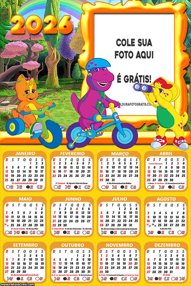 Calendário Barney e Seus Amigos 2026