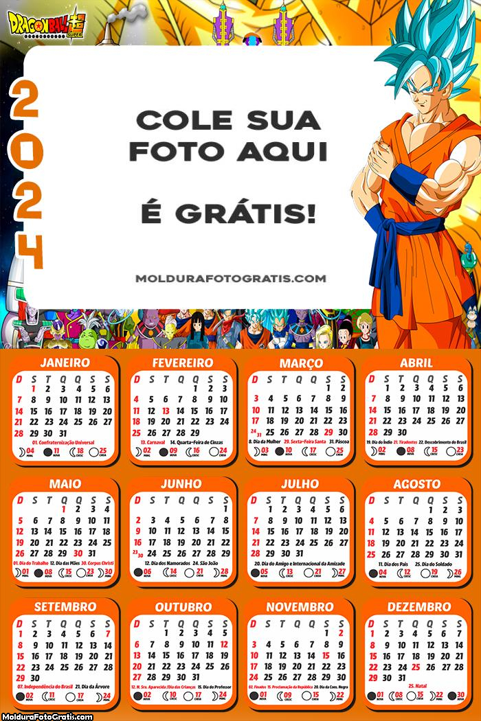 Calendário Goku Super Sayajin 2024