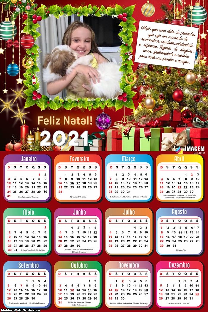 Calendário Feliz Natal com Mensagem 2021