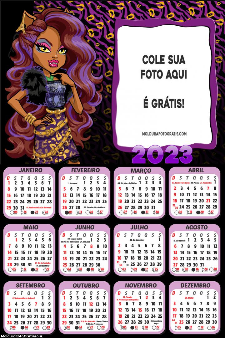 Calendário Clawdeen 2023