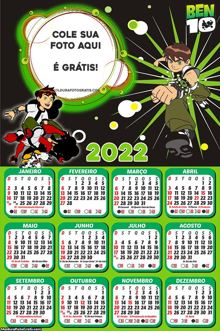 Calendário Desenho do Ben 10 2022