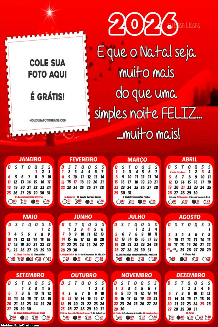 Calendário Muito mais que uma noite Feliz 2026