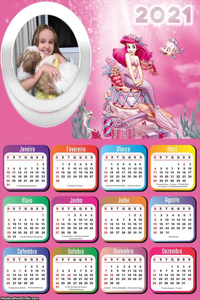 Calendário Ariel Cor de Rosa 2021