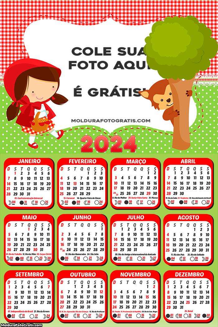 Calendário Chapeuzinho Vermelho Cute 2024