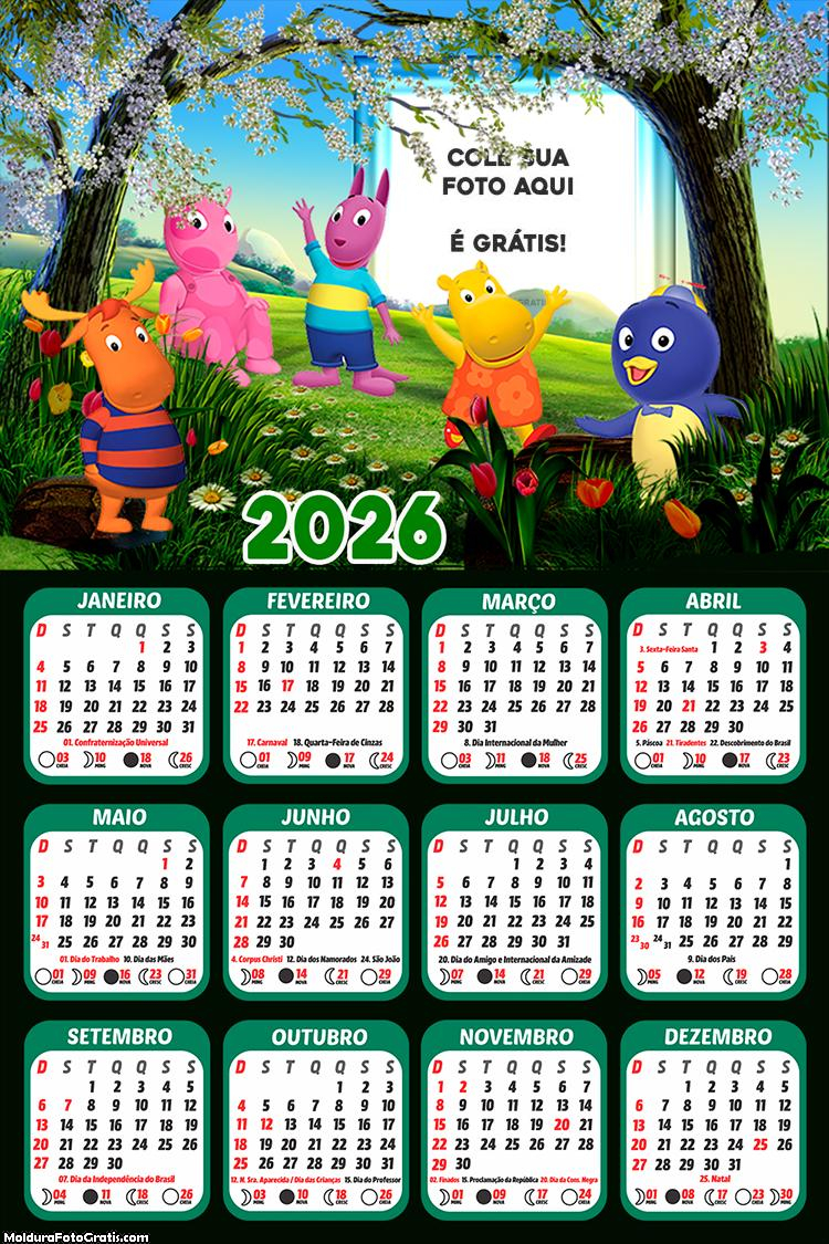 Calendário Os Backyadigans Personagens 2026