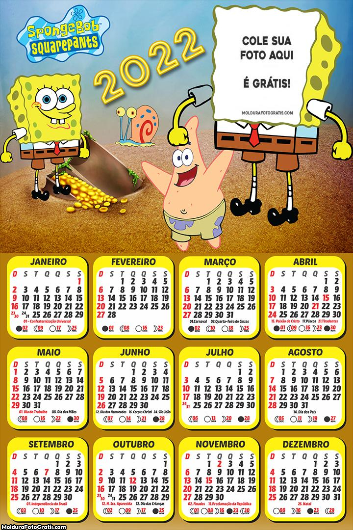 Calendário Bob Esponja Calça Quadrada 2022