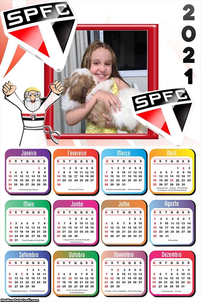 Calendário Mascote do São Paulo 2021