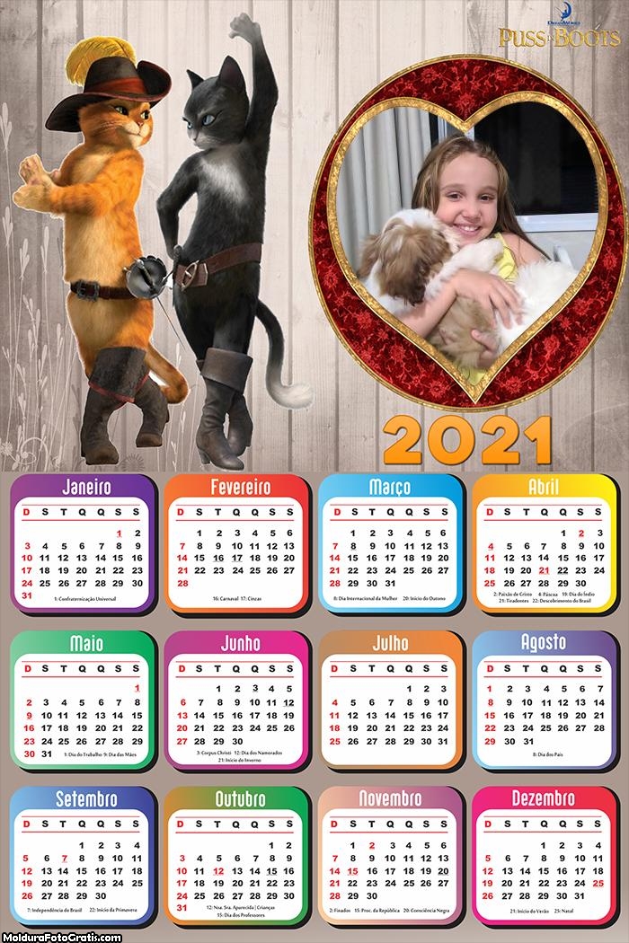 Calendário Gato de Botas 2021