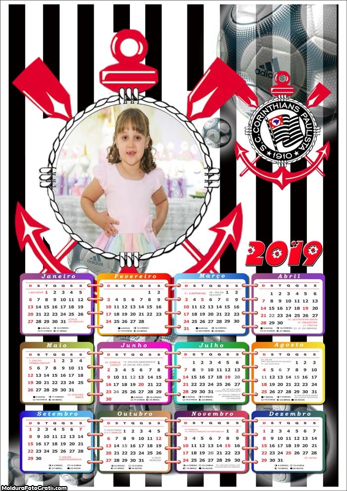 Calendário Corinthians 2019 Moldura