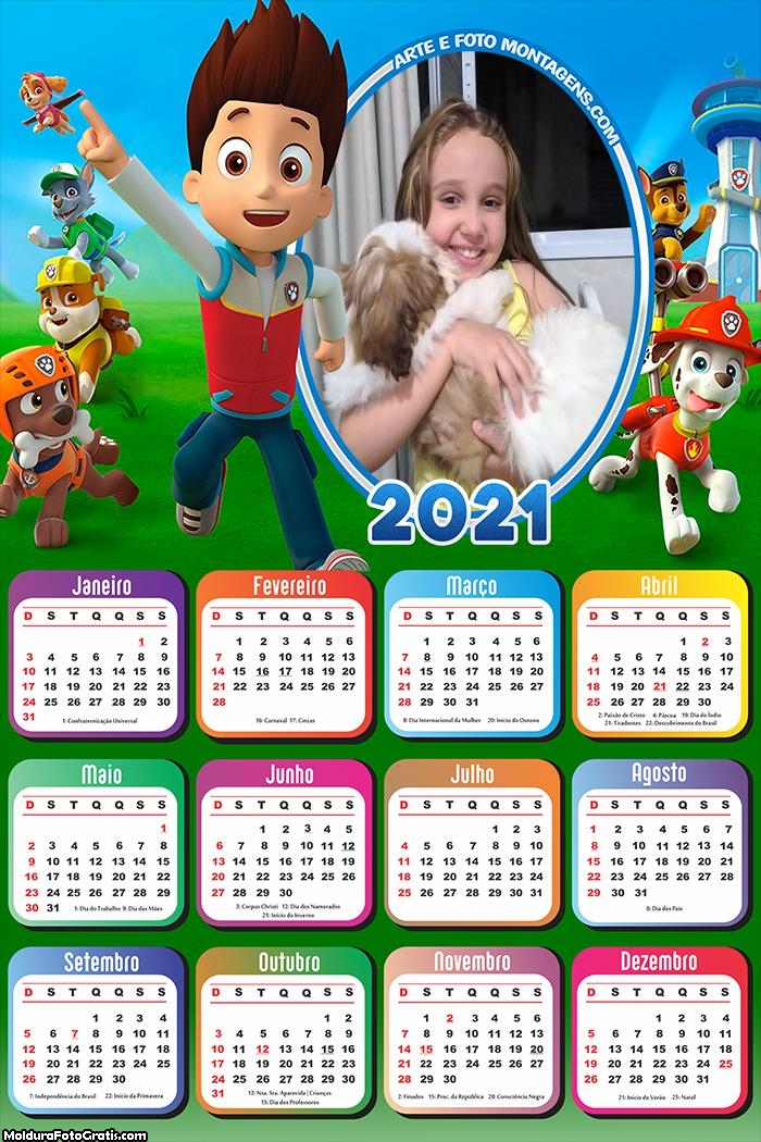 Calendário Patrulha Canina 2021