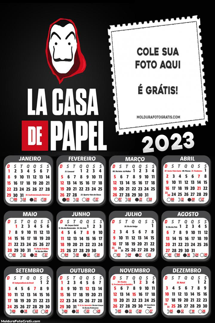 Calendário La Casa de Papel 2023