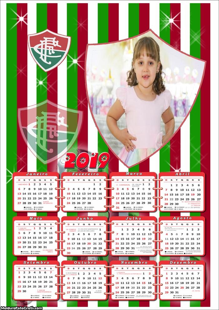Calendário Fluminense 2019 Moldura