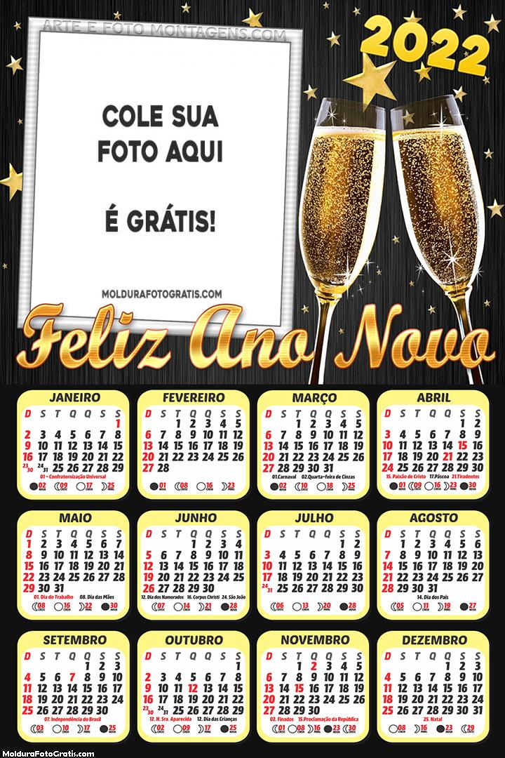 Calendário Feliz Ano Novo 2022