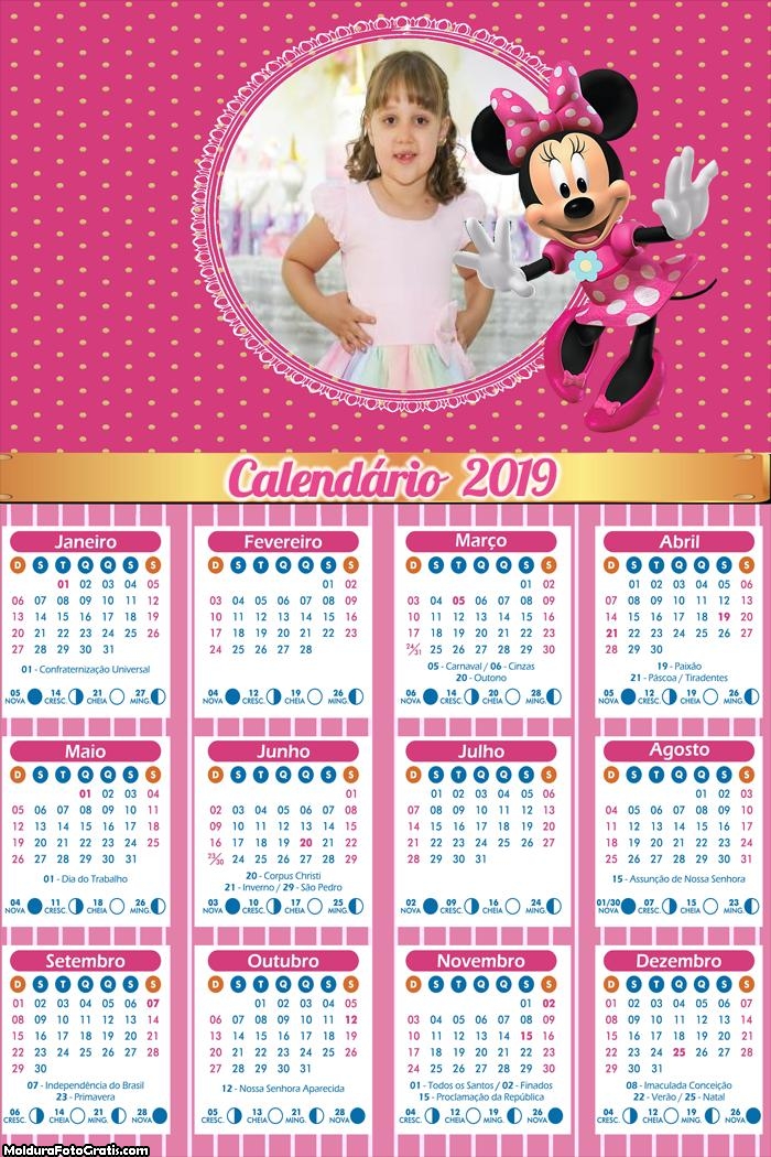 Calendário da Minnie Rosa 2019