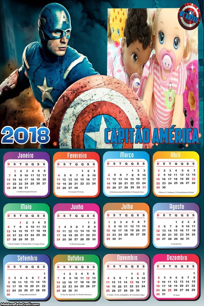 Calendário do Capitão América 2018