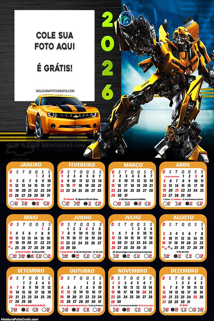 Calendário Transformes 2026