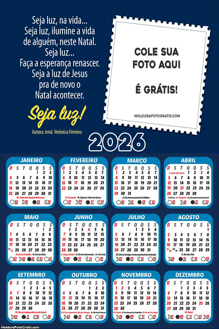 Calendário Neste Natal seja Luz 2026