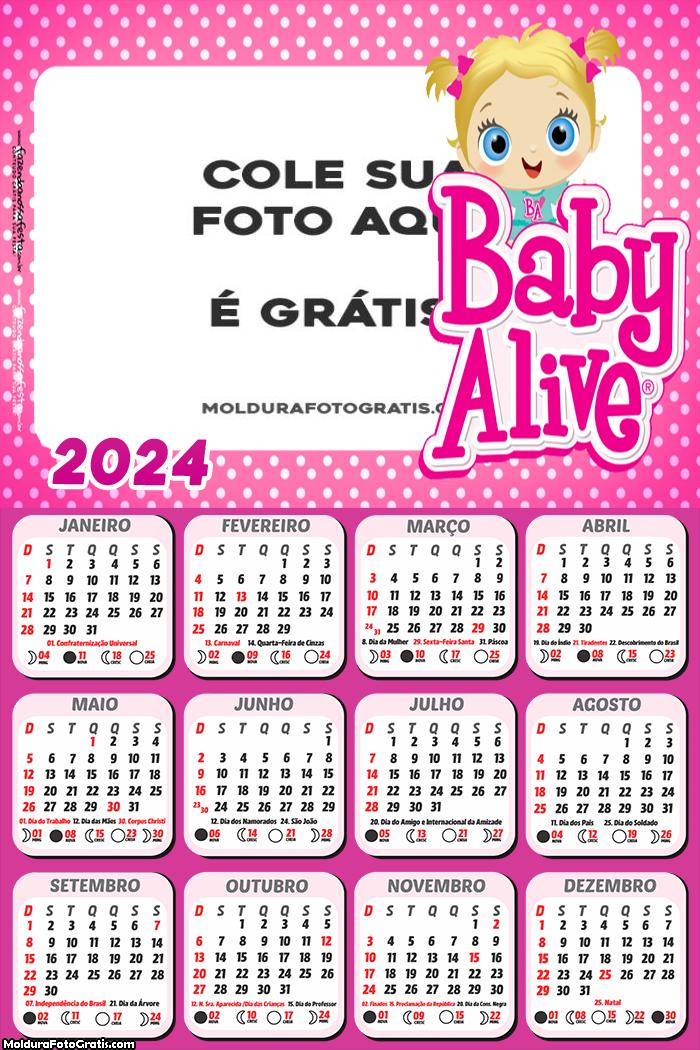 Calendário Baby Alive 2024