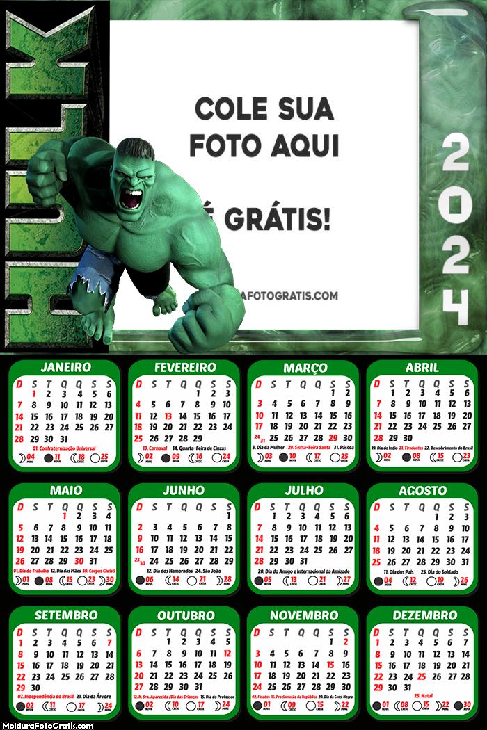 Calendário Hulk 2024