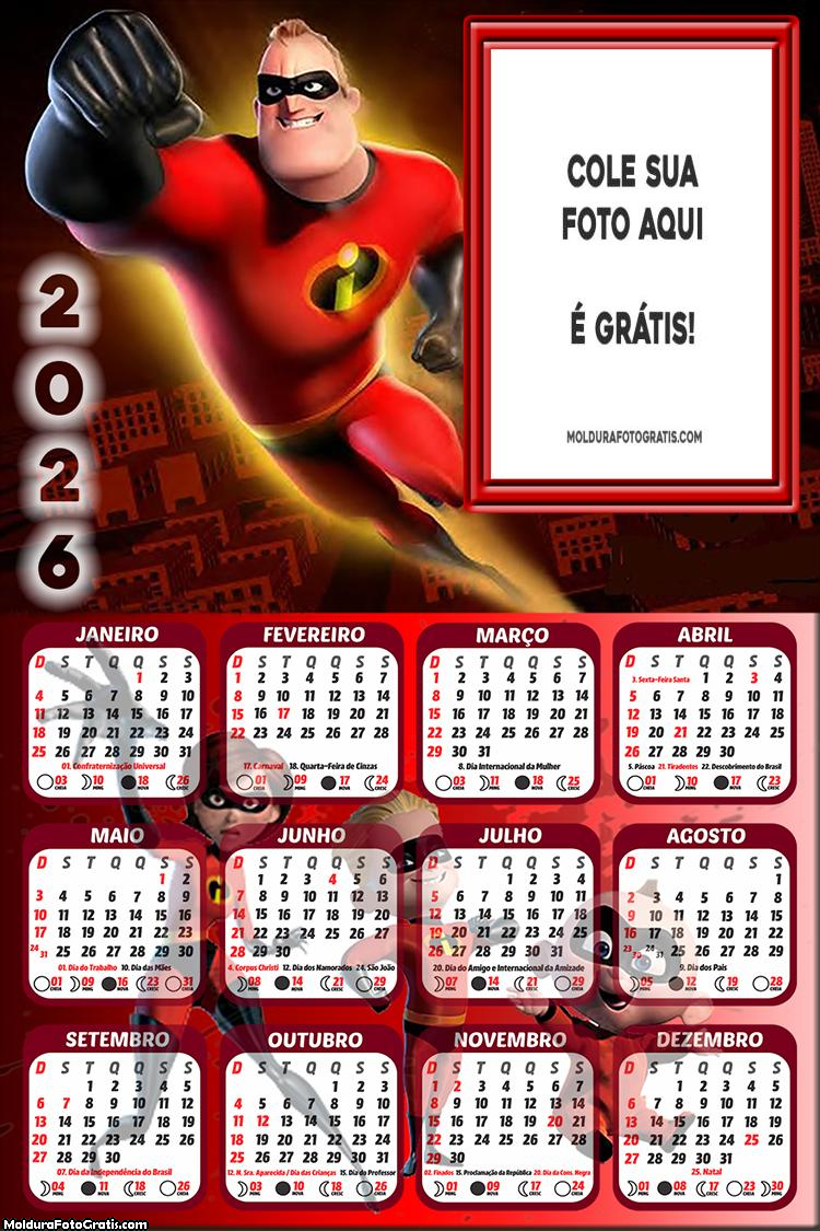 Calendário Senhor Incrível 2026