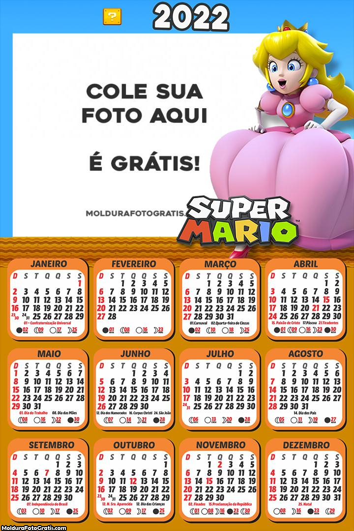 Calendário Princesa Super Mario 2022