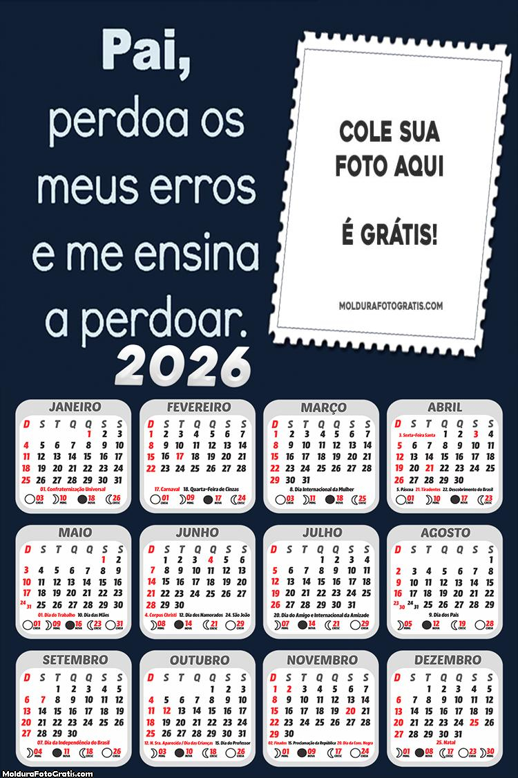 Calendário Pai Perdoa Meus Erros 2026