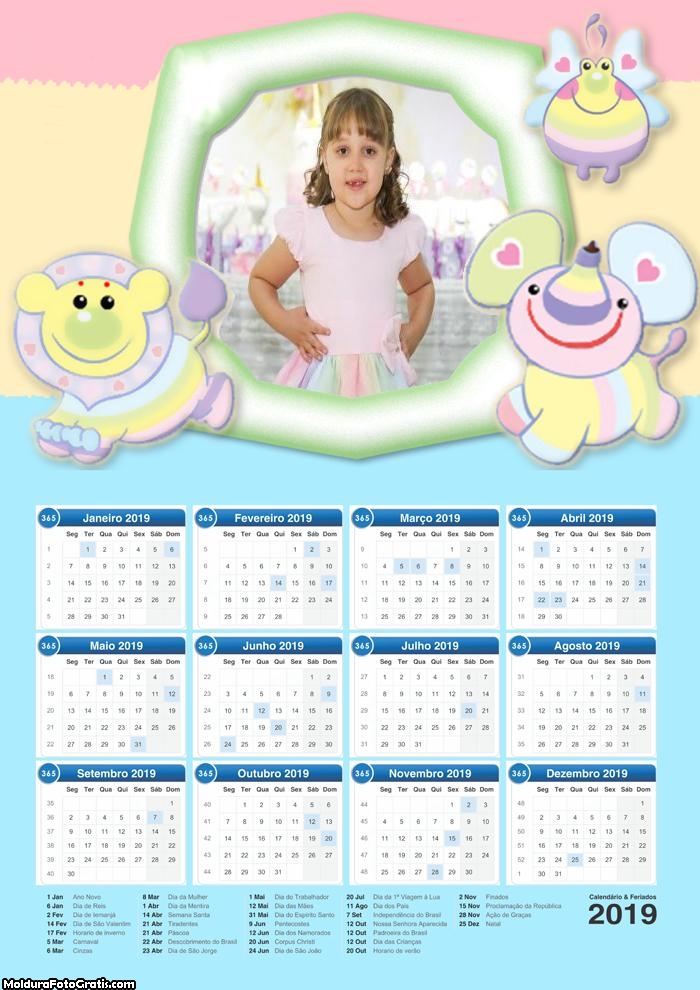 Calendário Animais Baby Infantil 2019