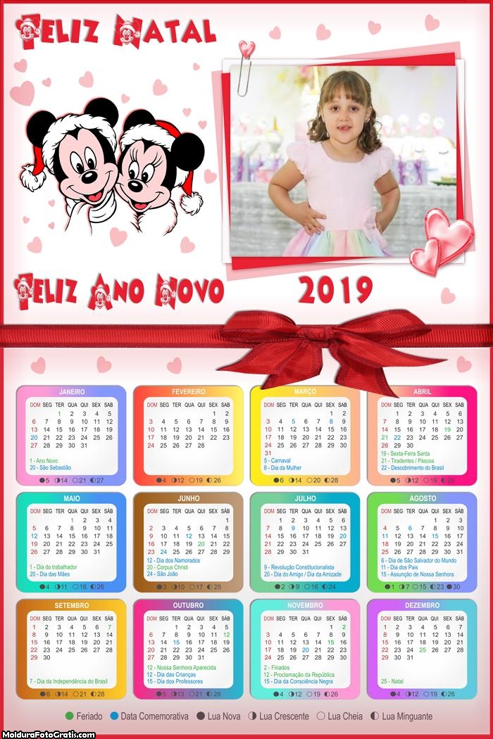 Calendário Feliz Natal Mickey e Minnie 2019