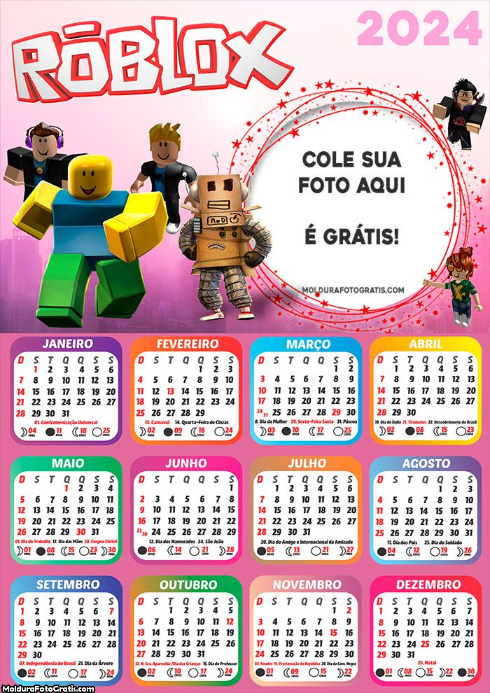 Calendário Roblox para Meninas 2024