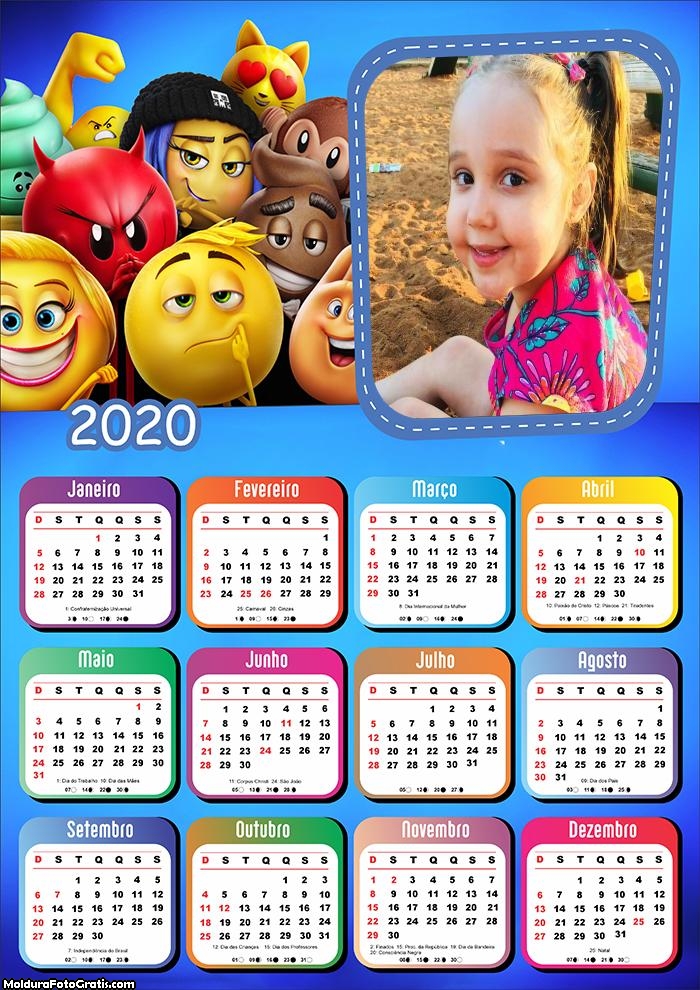 Calendário Personagens Emojis 2020