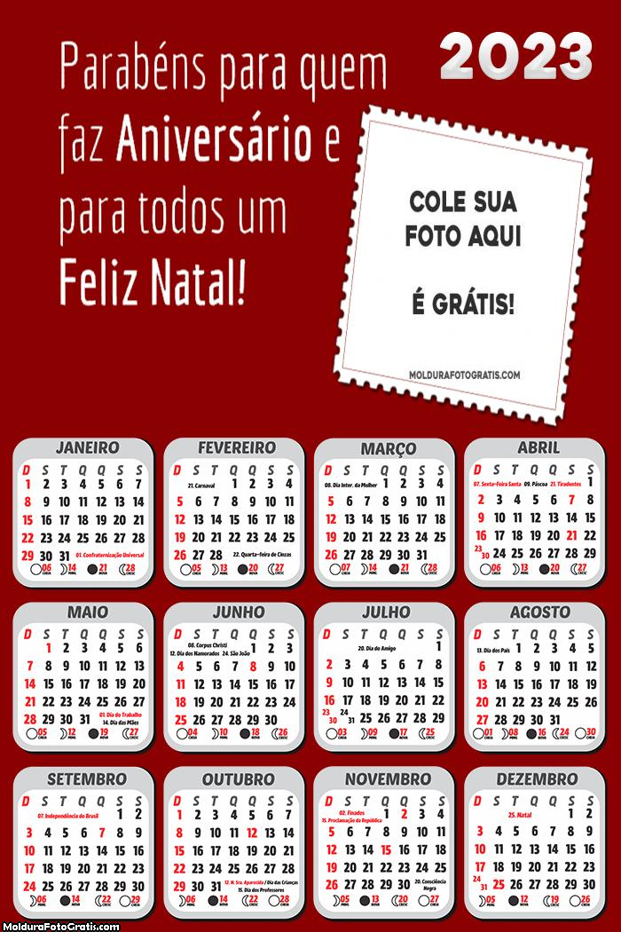 Calendário Feliz Aniversário e Feliz Natal 2023