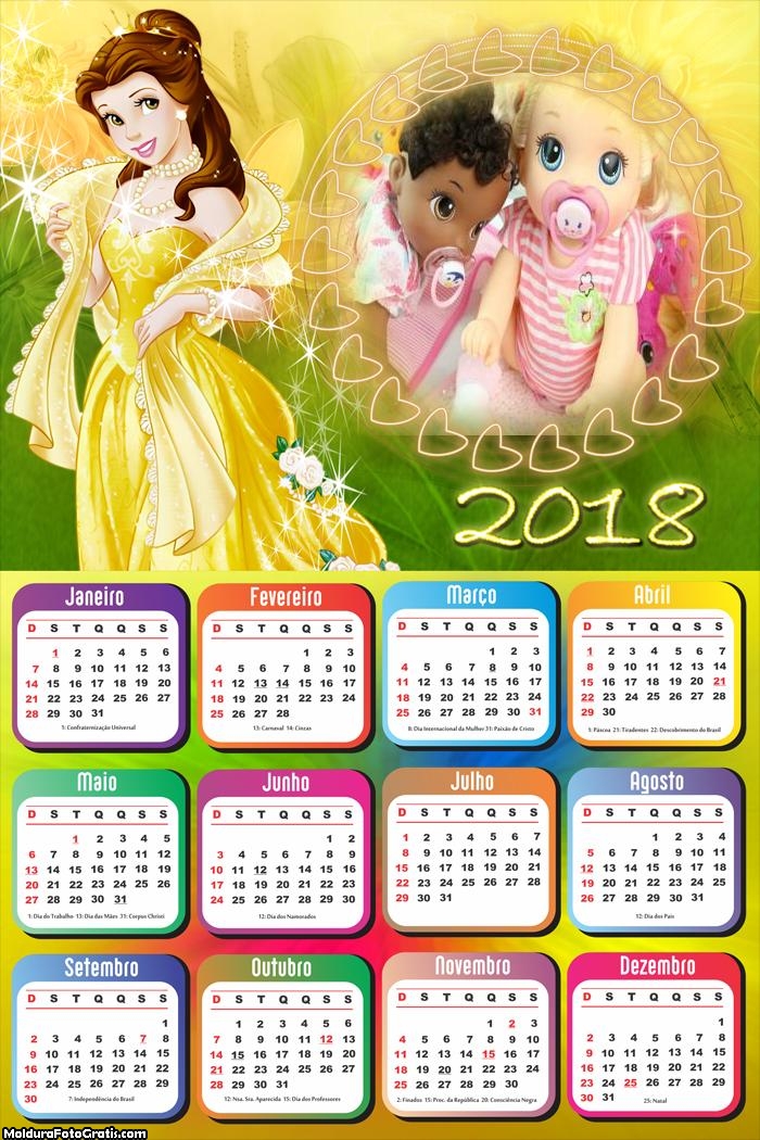 Calendário da Princesa Bella 2018