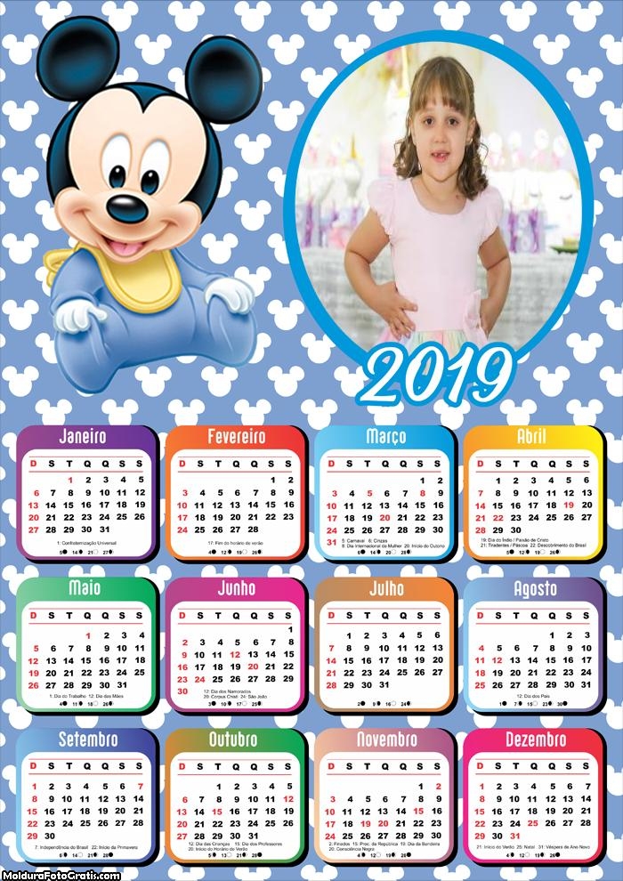 Calendário Baby Mickey 2019