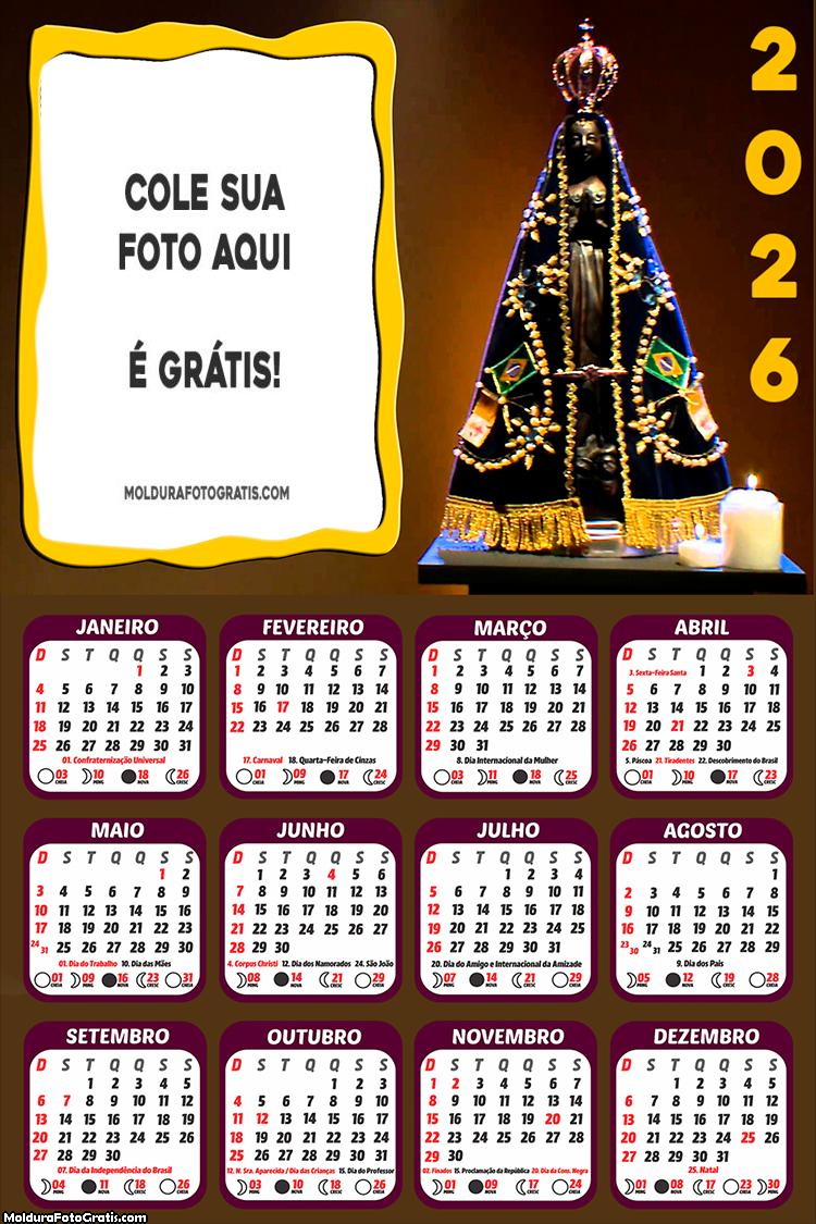 Calendário Padroeira do Brasil 2026