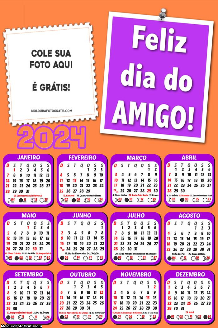 Calendário Feliz Dia do Amigo 2024