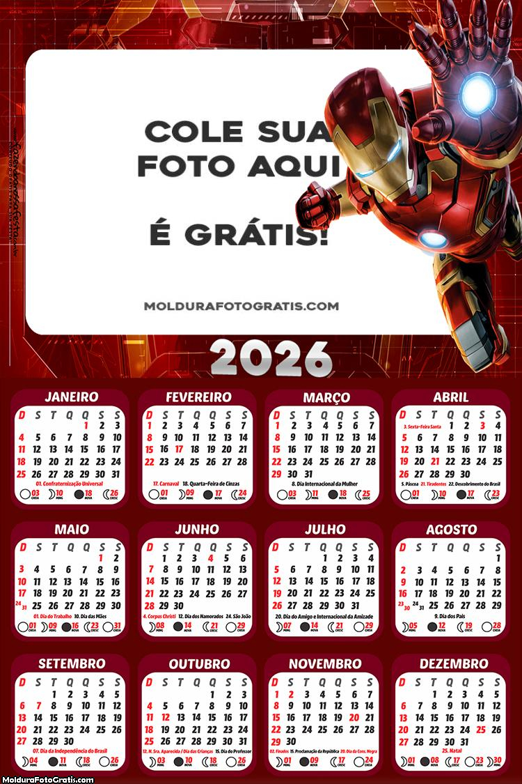 Calendário Homem de Ferro 2026