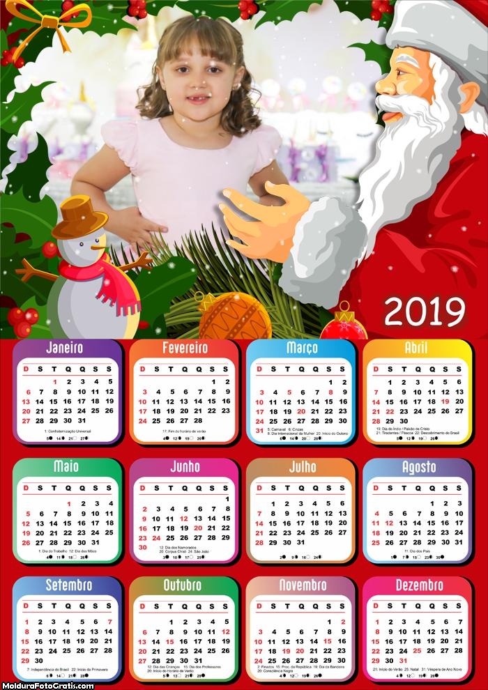 Calendário Foto com Papai Noel 2019