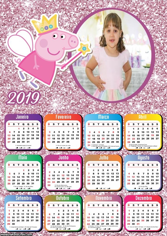 Calendário Peppa Pig Princesa 2019