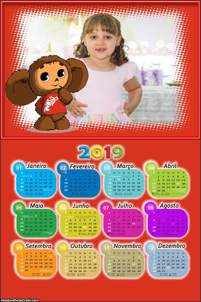 Calendário Topo Gigio 2019 Moldura