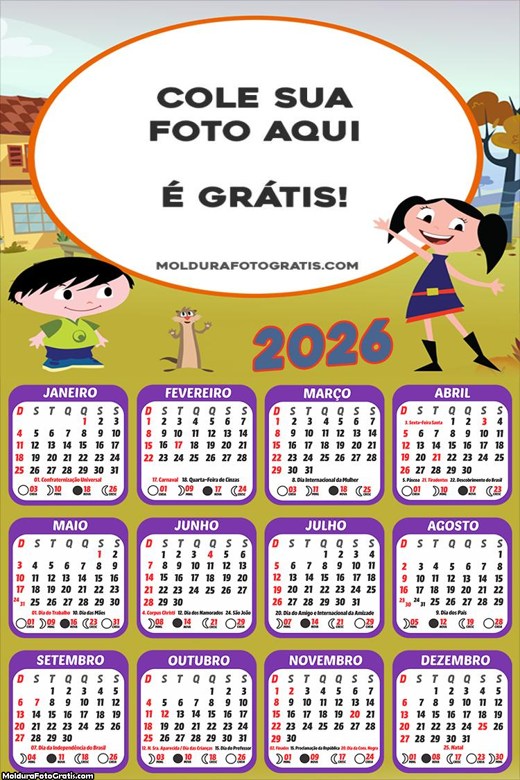Calendário Show da Luna Personagens 2026